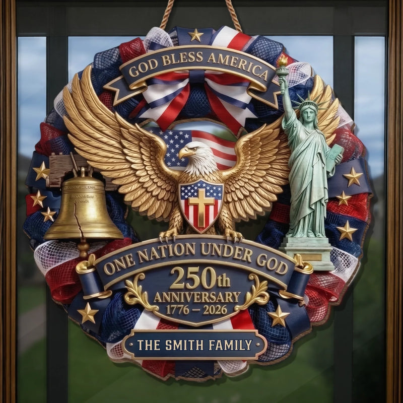 Personalized America 250th Anniversary Wood Sign – Gifts For Family – Liberty Never Goes Out Of Style
