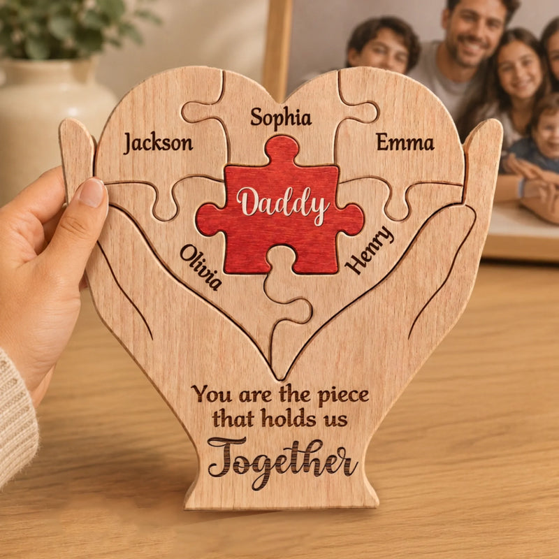 Personalized Shaped Wooden Art Puzzle – Gifts For Dad, Grandpa – Dad Makes Life Feel Complete