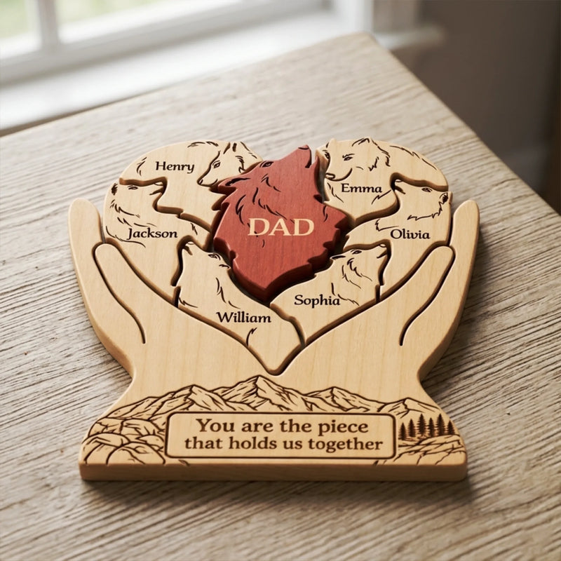 Personalized Shaped Wooden Art Puzzle – Gifts For Dad, Grandpa – Together We Run Strong