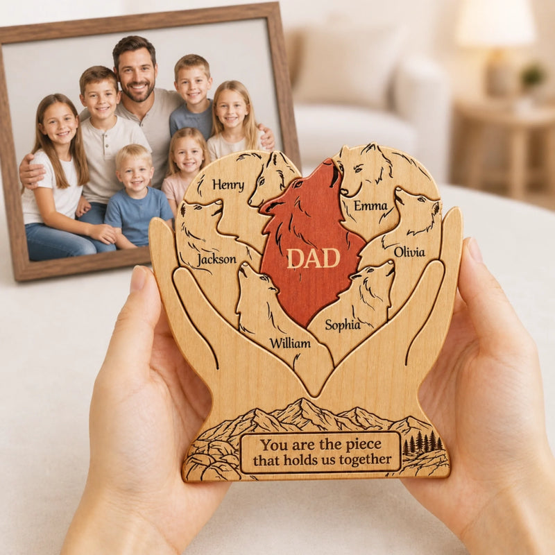 Personalized Shaped Wooden Art Puzzle – Gifts For Dad, Grandpa – Together We Run Strong