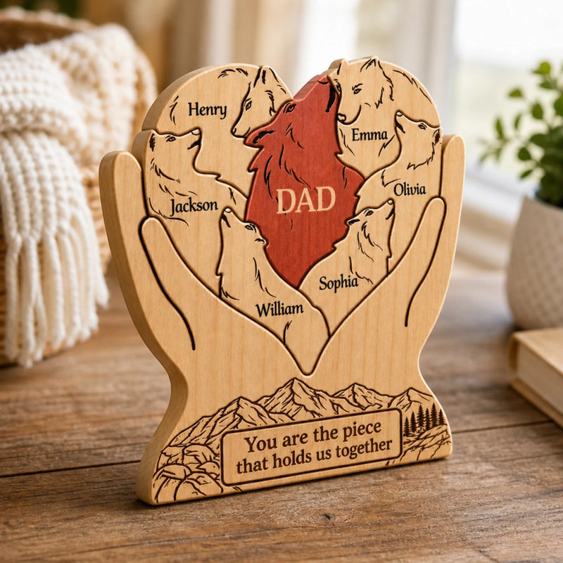 Personalized Shaped Wooden Art Puzzle – Gifts For Dad, Grandpa – Together We Run Strong