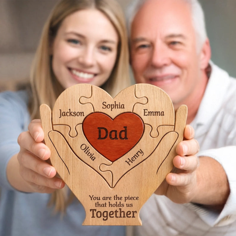 Personalized Shaped Wooden Art Puzzle – Gifts For Dad, Grandpa – Best Dad Ever Hands Down