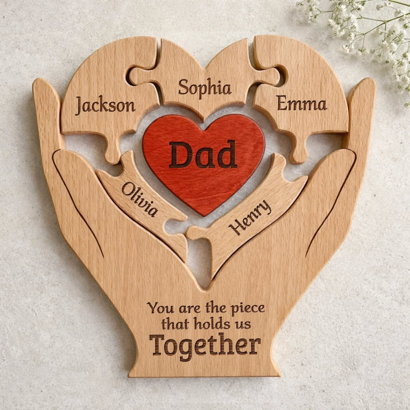 Personalized Shaped Wooden Art Puzzle – Gifts For Dad, Grandpa – Best Dad Ever Hands Down