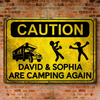 Personalized Home Decor Metal Sign – Birthday Gifts For Campers – Camping Caution