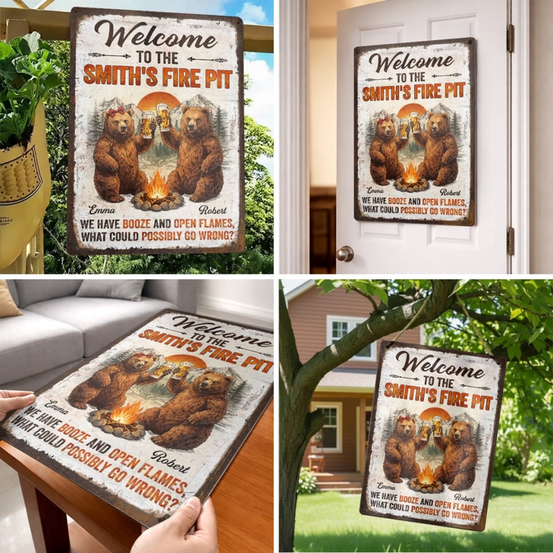 Personalized Home Decor Metal Sign – Birthday Gifts For Campers – This Is Our Happy Place