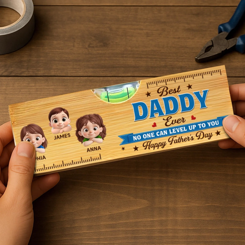 Personalized Wooden Bottle Opener With Built-in Spirit Level – Father's Day Gifts For Grandpa, Dad – Forever Grateful For Dad