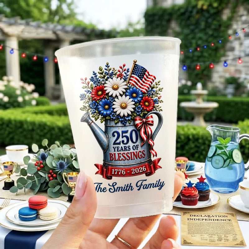 Personalized America 250th Anniversary – Party Plastic Cups – Gifts For Family – Land Of The Free Cheers