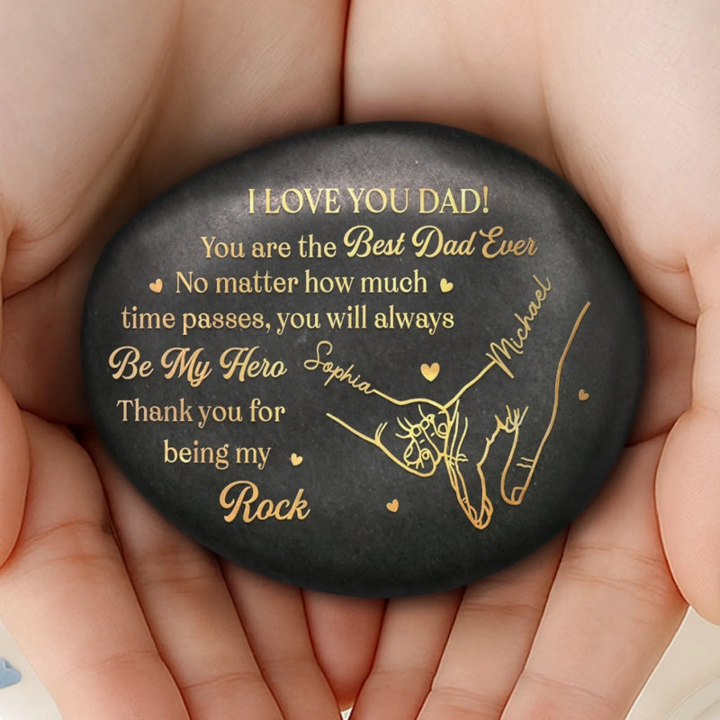 Personalized Printed Rock - Father's Day Gifts For Dad, Grandpa - Family Built On Love