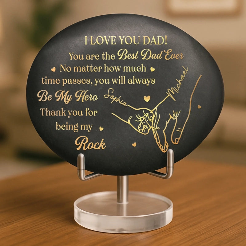 Personalized Printed Rock - Father's Day Gifts For Dad, Grandpa - Family Built On Love