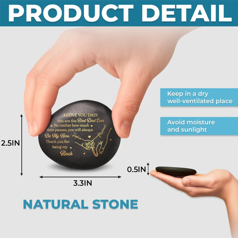 Personalized Printed Rock - Father's Day Gifts For Dad, Grandpa - Family Built On Love
