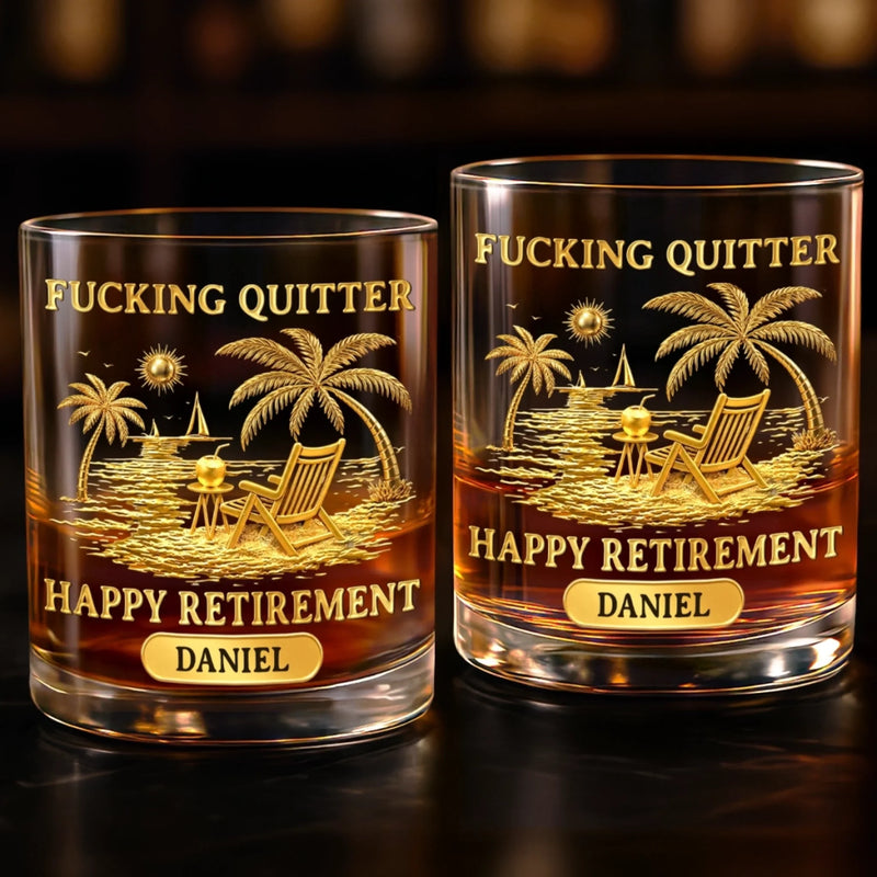 Personalized Whiskey Glass – Retirement Gifts For Women, Men – Enjoy Your New Journey