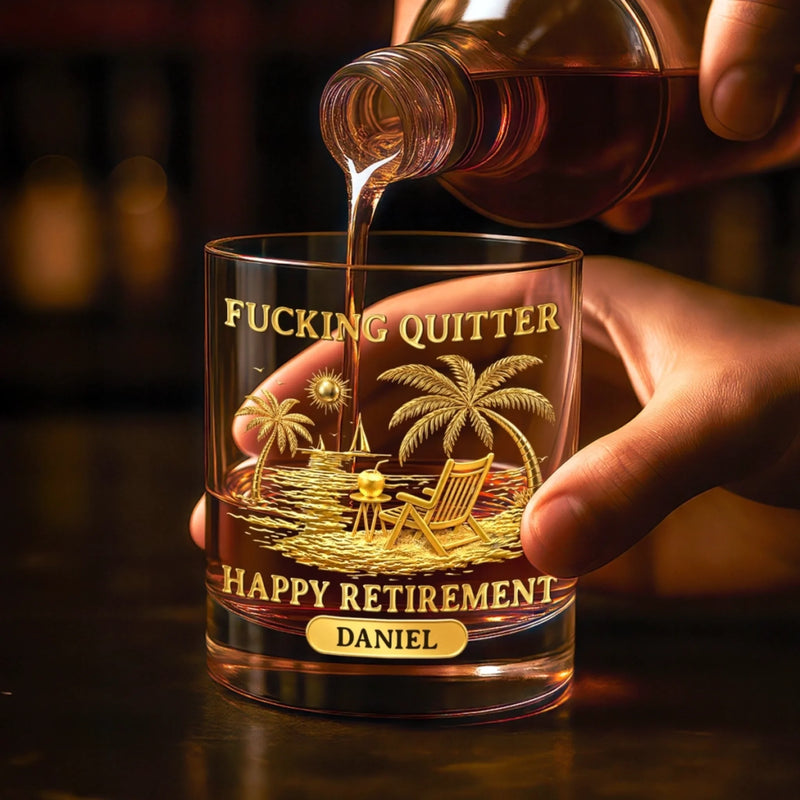 Personalized Whiskey Glass – Retirement Gifts For Women, Men – Enjoy Your New Journey