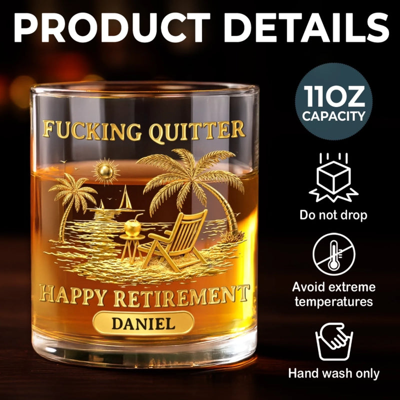 Personalized Whiskey Glass – Retirement Gifts For Women, Men – Enjoy Your New Journey