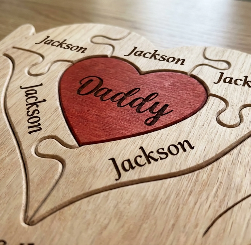 Personalized Shaped Wooden Art Puzzle – Gifts For Family Members – Love Never Fades
