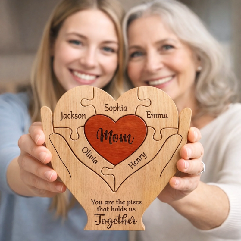 Personalized Shaped Wooden Art Puzzle – Gifts For Family Members – Love Never Fades