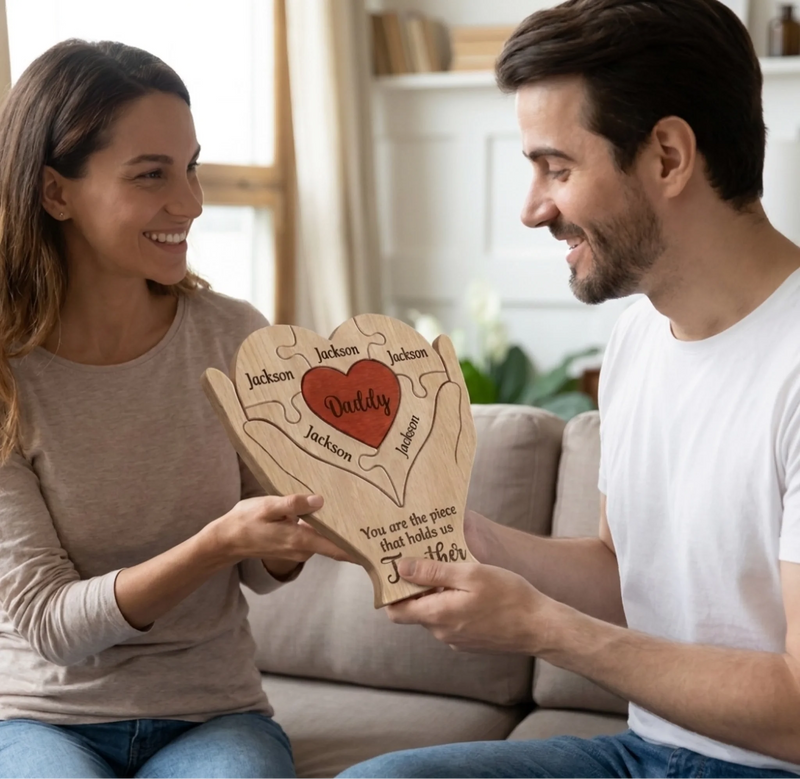 Personalized Shaped Wooden Art Puzzle – Gifts For Family Members – Love Never Fades