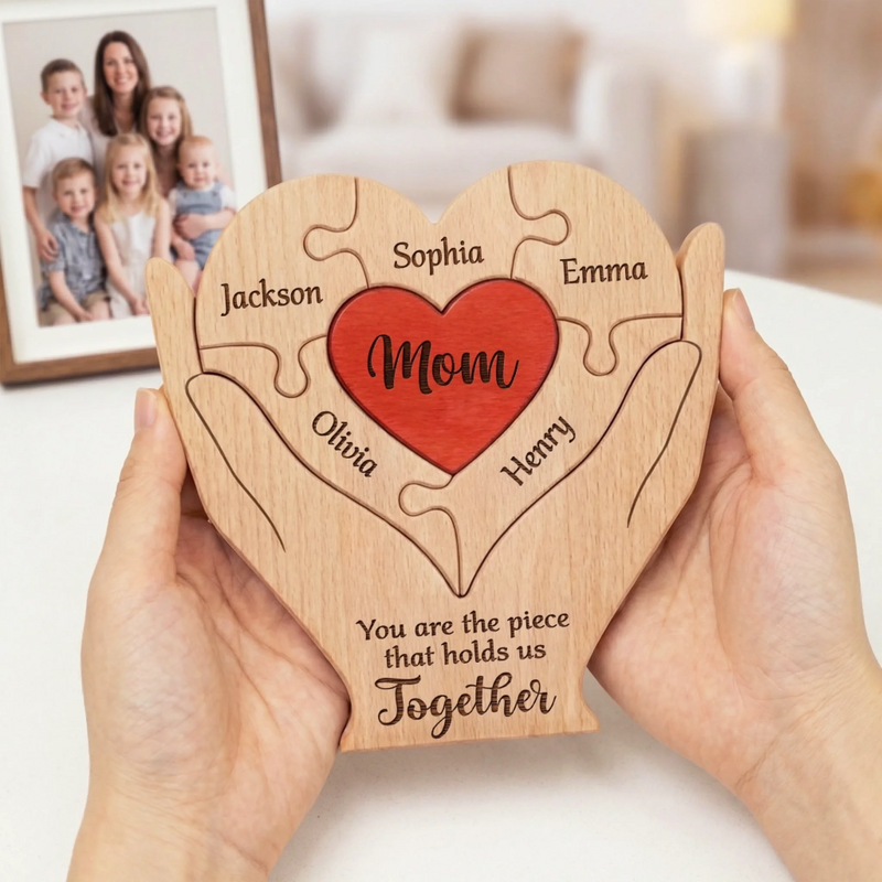Personalized Shaped Wooden Art Puzzle – Gifts For Family Members – Love Never Fades