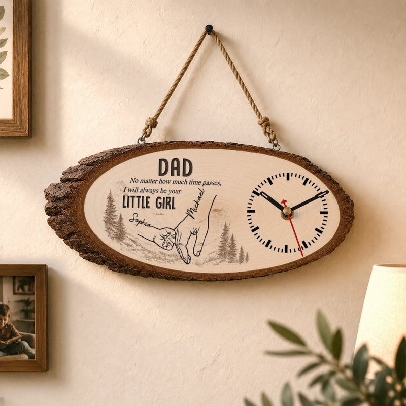 Personalized Wooden Clock – Gifts For Dad, Grandpa – Forever Lucky To Have Dad