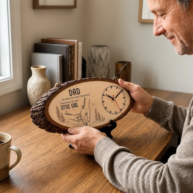 Personalized Wooden Clock – Gifts For Dad, Grandpa – Forever Lucky To Have Dad