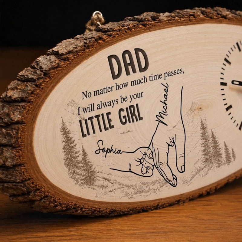 Personalized Wooden Clock – Gifts For Dad, Grandpa – Forever Lucky To Have Dad