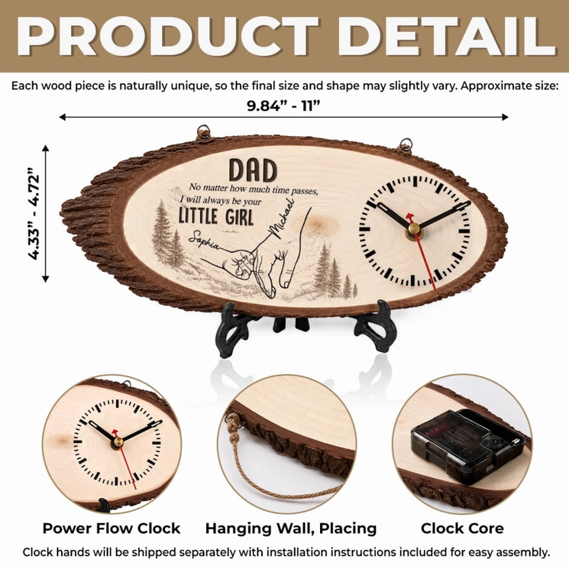 Personalized Wooden Clock – Gifts For Dad, Grandpa – Forever Lucky To Have Dad