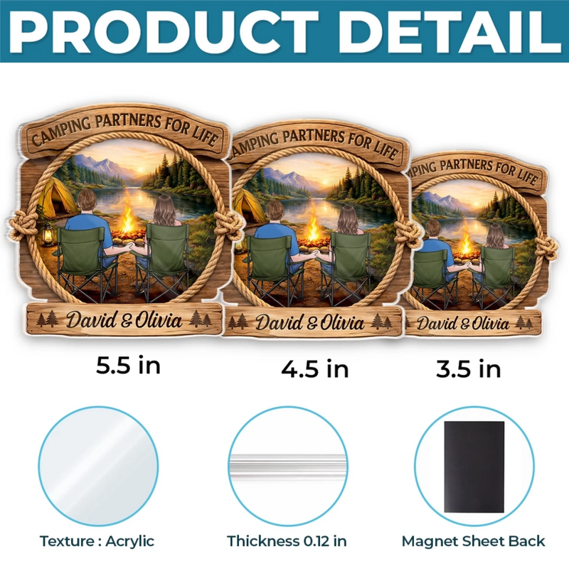 Personalized Door Magnet – Gifts For Campers, Couple – Camping Partners For Life