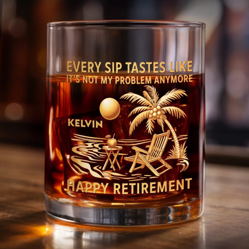 Personalized Whiskey Glass – Retirement Gifts For Women, Men – Goodbye Tension Hello Pension