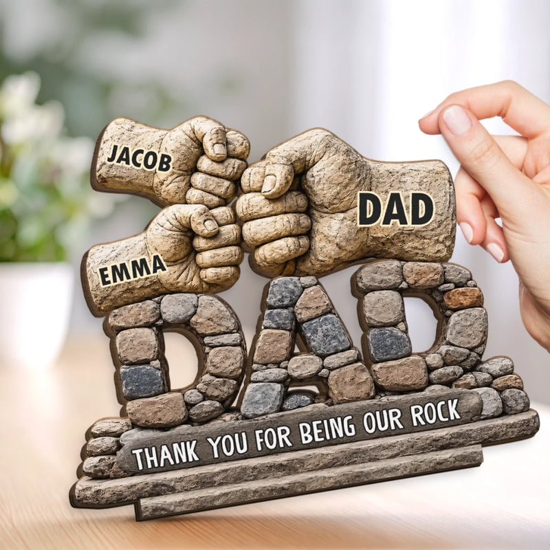 Personalized 2-Layered Wooden Plaque – Gifts For Dad, Grandpa – Strong Roots Loving Heart
