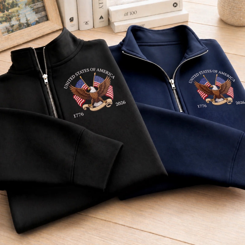 Personalized America 250th Anniversary – Unisex Quarter Zip Sweatshirt – Gifts For Grandpa, Dad – Timeless USA Spirit