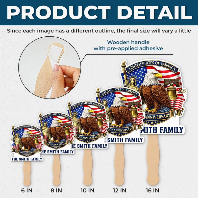 Personalized America 250th Anniversary – Hand Fan – Gifts For Family Members – Celebrating 250 Years Strong