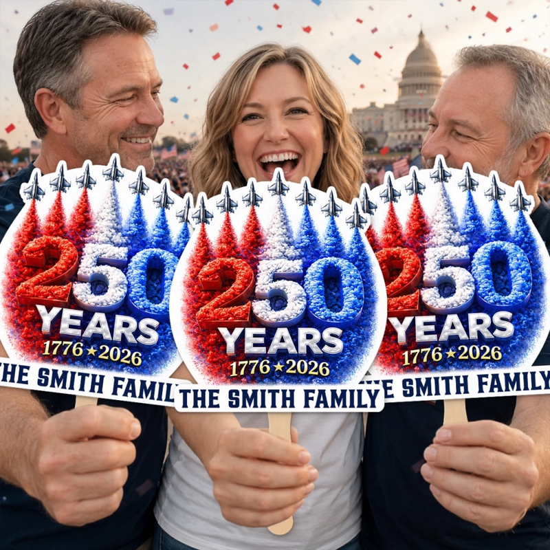 Personalized America 250th Anniversary – Hand Fan – Gifts For Family Members – Celebrating 250 Years Strong