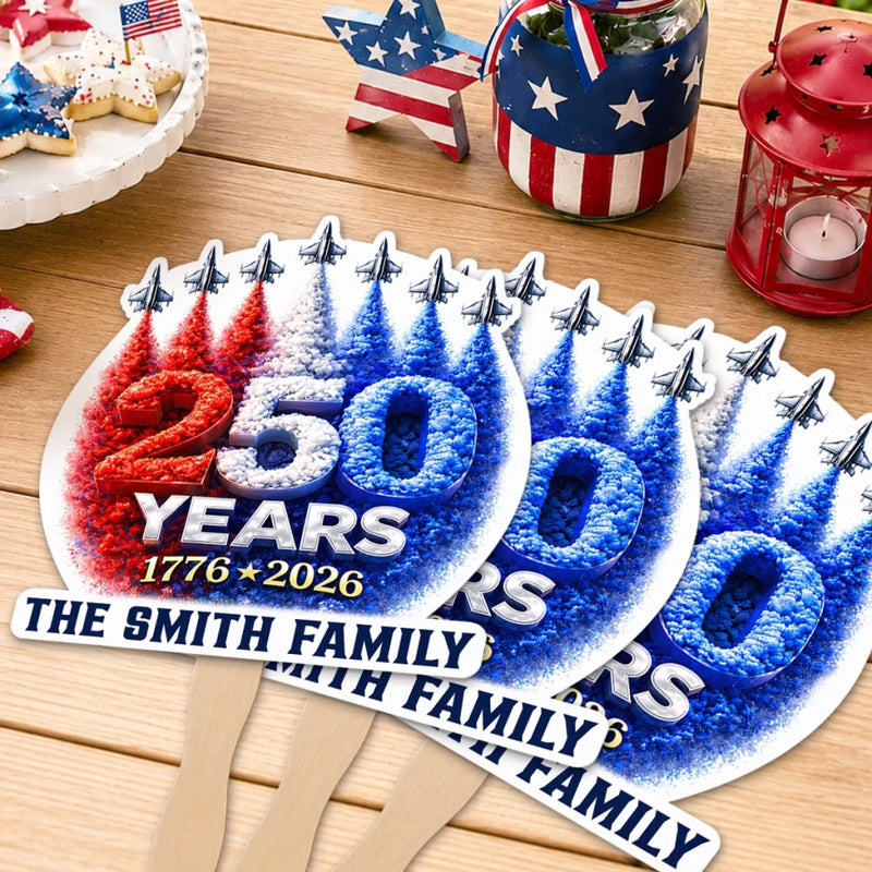 Personalized America 250th Anniversary – Hand Fan – Gifts For Family Members – Celebrating 250 Years Strong