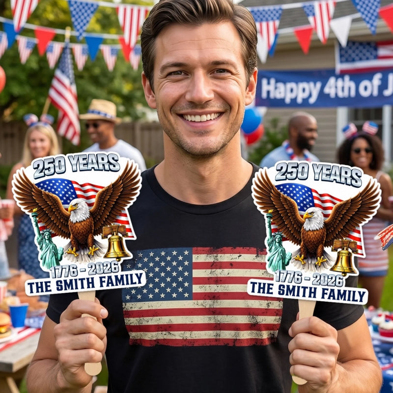 Personalized America 250th Anniversary – Hand Fan – Gifts For Family Members – Celebrating 250 Years Strong