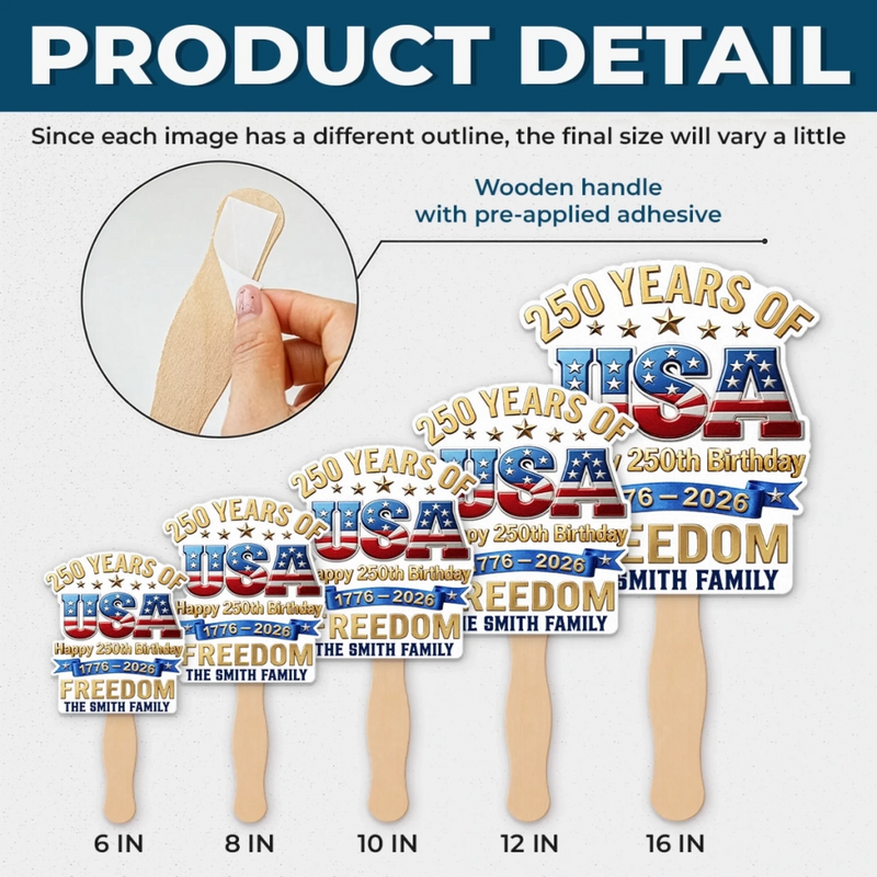 Personalized America 250th Anniversary – Hand Fan – Gifts For Family Members – Celebrating Freedom Coast To Coast