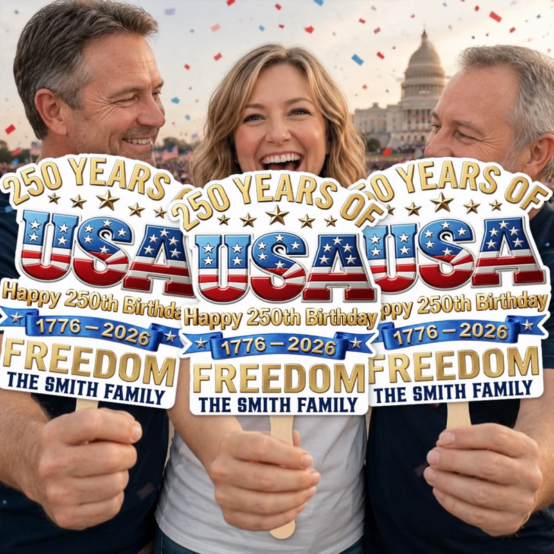 Personalized America 250th Anniversary – Hand Fan – Gifts For Family Members – Celebrating Freedom Coast To Coast