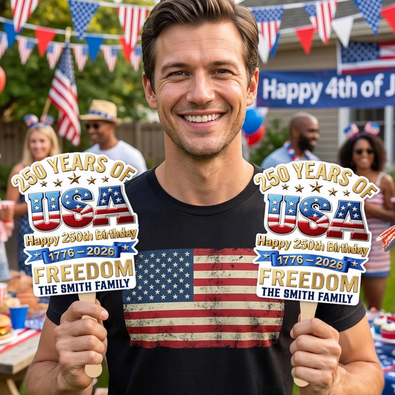 Personalized America 250th Anniversary – Hand Fan – Gifts For Family Members – Celebrating Freedom Coast To Coast