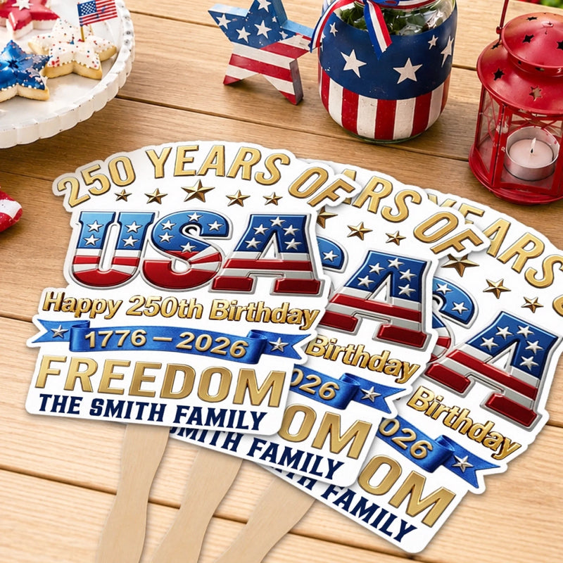 Personalized America 250th Anniversary – Hand Fan – Gifts For Family Members – Celebrating Freedom Coast To Coast