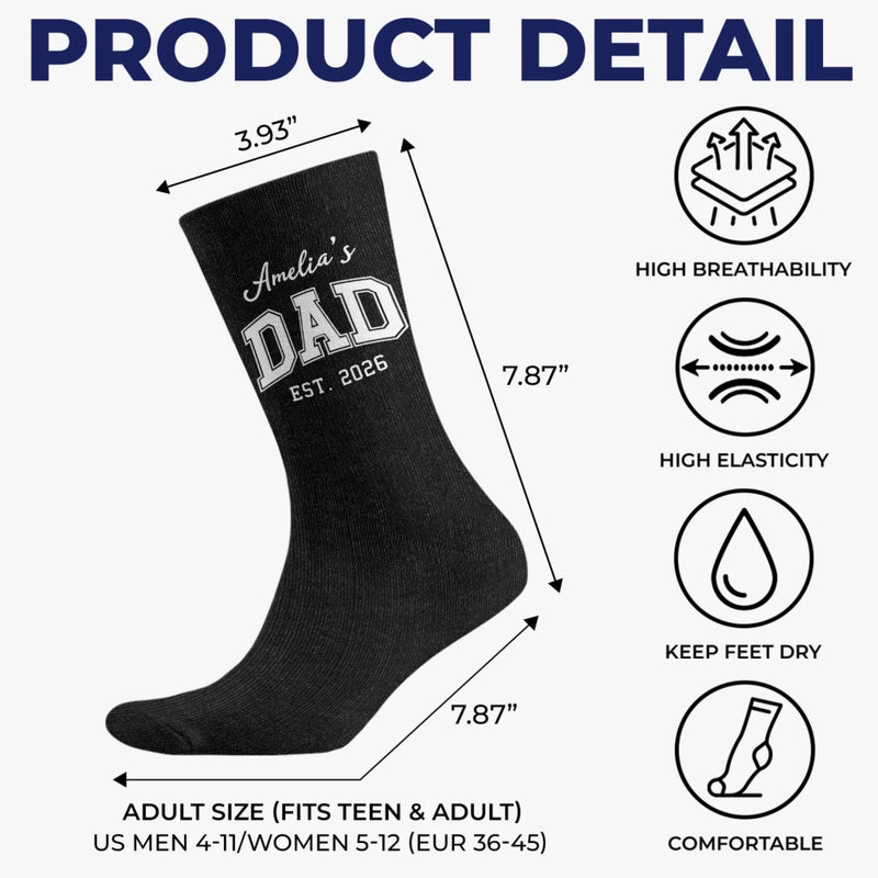 Personalized Crew Socks – Birthday Gifts For New Dads, New Grandpas – Promoted To Dad
