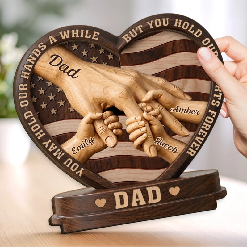 Personalized 2-Layered Wooden Plaque – Gifts For Dad, Grandpa – Dad’s Love Builds Strong Families
