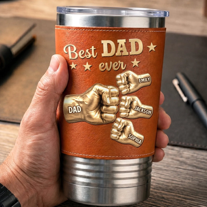 Personalized Printed Leather Tumbler – Gifts For Dad, Grandpa – Forever Thankful For Dad