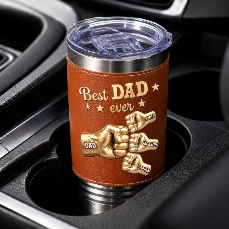 Personalized Printed Leather Tumbler – Gifts For Dad, Grandpa – Forever Thankful For Dad