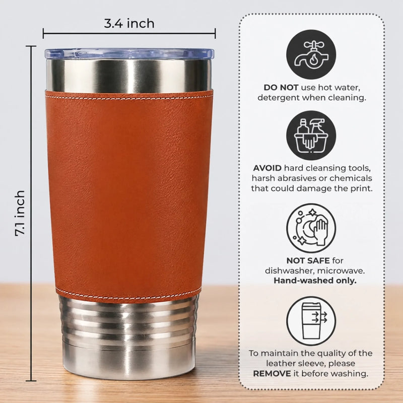 Personalized Printed Leather Tumbler – Gifts For Dad, Grandpa – Forever Thankful For Dad