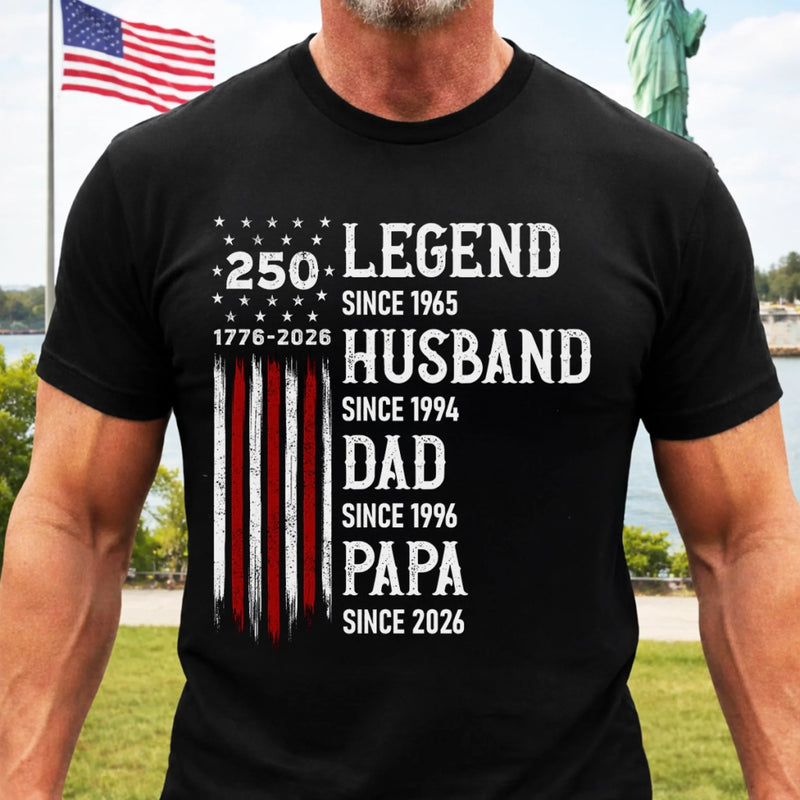 Personalized  America 250th Anniversary – Custom T-shirt, Hoodie – Gifts For Dad, Grandpa – Stars Stripes And Legacy
