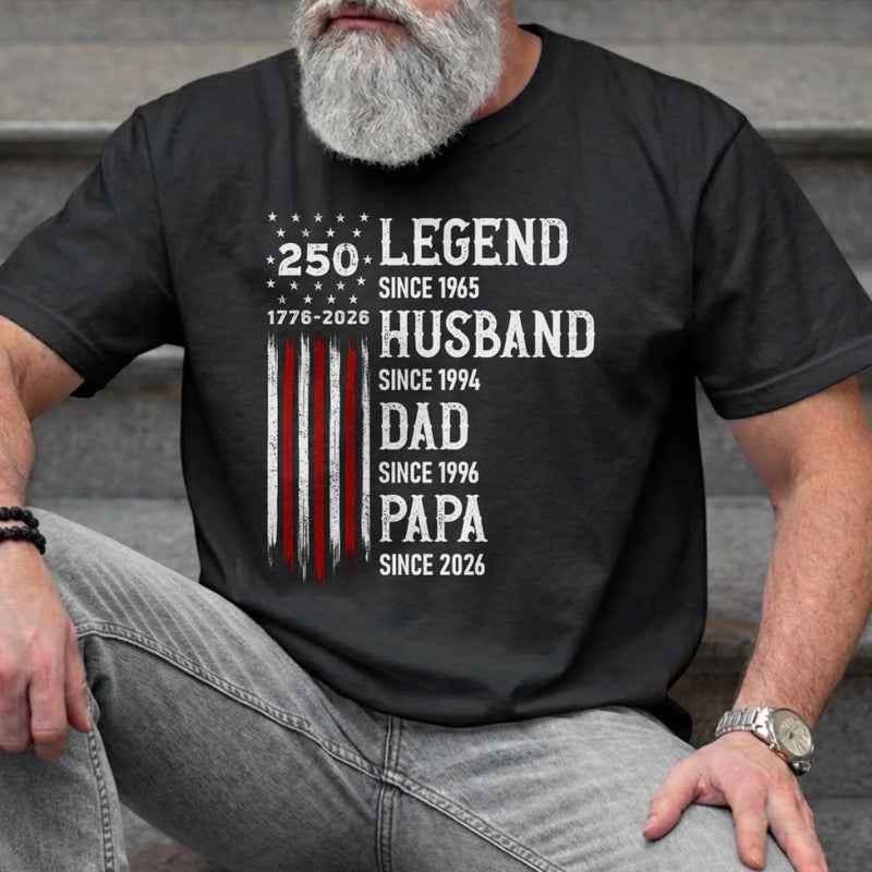 Personalized  America 250th Anniversary – Custom T-shirt, Hoodie – Gifts For Dad, Grandpa – Stars Stripes And Legacy