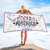 Personalized America 250th Anniversary – Beach Towel – Travel Gifts For Family Members – Stars, Stripes And Tan Lines