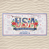 Personalized America 250th Anniversary – Beach Towel – Travel Gifts For Family Members – Stars, Stripes And Tan Lines