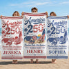 Personalized America 250th Anniversary – Beach Towel – Travel Gifts For Family Members – Born Free, Beach Bound