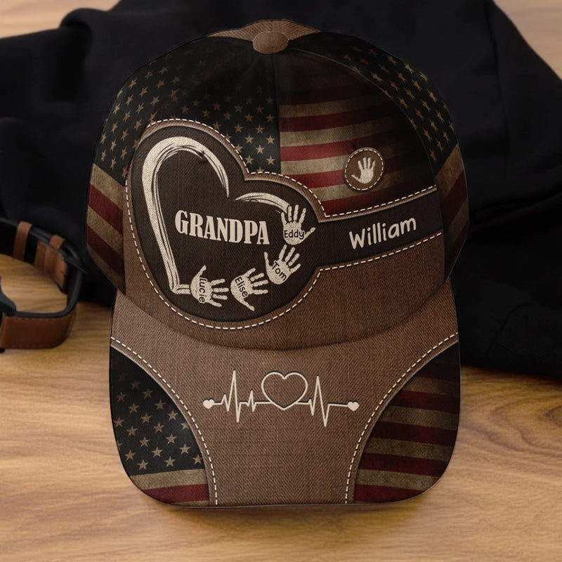 Personalized Baseball Cap – Gifts For Grandpa, Dad – Dad Strength Leads Us
