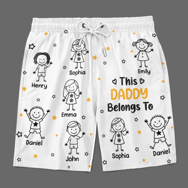 Personalized Men Beach Shorts – Gifts For Dad, Grandpa – Daddy Belongs To The Chaos Crew