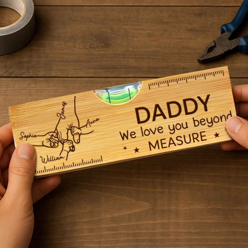 Personalized Wooden Bottle Opener With Built-in Spirit Level – Gifts For Grandpa, Dad – Dad Is Always The Answer